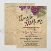50歳の誕生日おめでとう 50年の歴史を持つヴィンテージ ラスティック 招待状 (正面/裏面)