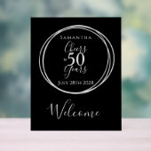 50歳の誕生日おめでとう 50年の歴史 ブラック アクリルサイン (ニュートラル)