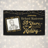 50歳の誕生日おめでとう 50年間の軌跡 ブラック&ゴールド 横断幕