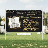 50歳の誕生日おめでとう 50年間の軌跡 ブラック&ゴールド 横断幕