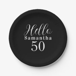 50歳の誕生日おめでとう 50 黒と白のパーティー ペーパープレート