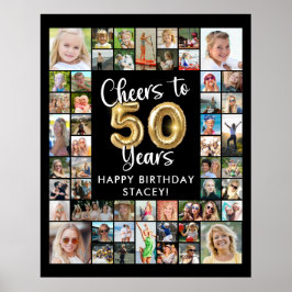 50歳の誕生日おめでとう 51枚フォトコラージュ 50年乾杯 ポスター