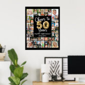 50歳の誕生日おめでとう 51枚フォトコラージュ 50年乾杯 ポスター (ホームオフィス)