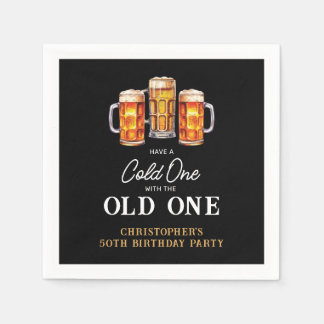 50歳の誕生日おめでとう Cold One With The Old One ビール スタンダードカクテルナプキン