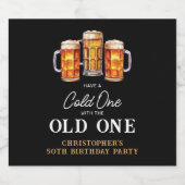 50歳の誕生日おめでとう Cold One With The Old One ビール ビールラベル (シングルラベル)