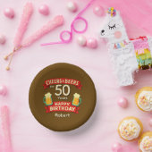 50歳の誕生日おめでとう NAMEさん ビールで乾杯！ ペーパーボウル (パーティー)
