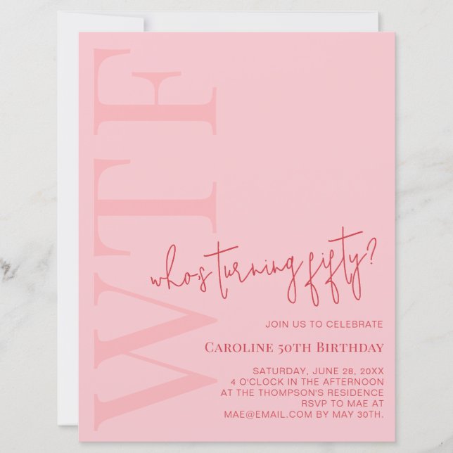50歳の誕生日おめでとう Pink Red Birthday (正面)