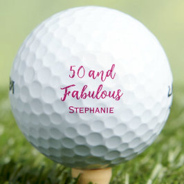 50歳の誕生日お友達ギフト - ピンクの50歳とおしゃれなデザイン ゴルフボール