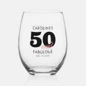 50歳の誕生日お祝いに ステムなしワイングラス (正面)