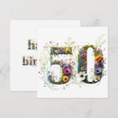 50歳の誕生日お祝いのワイルドフラワーのテキスト (正面/裏面)