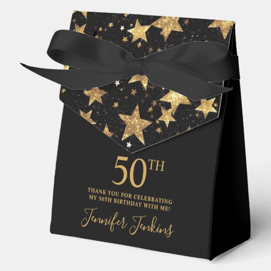 50歳の誕生日お祝いゴールドの星 感謝の気持ちを込めて フェイバーボックス (正面)