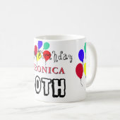 50歳の誕生日お祝いバルーン 赤 青 何歳でも コーヒーマグカップ (正面右)