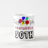 50歳の誕生日お祝いバルーン 赤 青 何歳でも コーヒーマグカップ (中央)