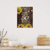50歳の誕生日お祝いヒマワリのイルミネーション ポスター (キッチン)