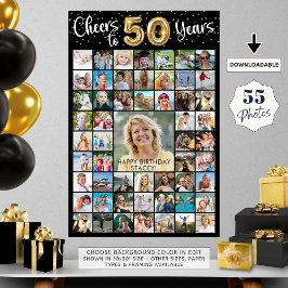 50歳の誕生日お祝いフォトコラージュ Cheers to Years ポスター