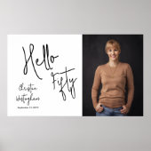 50歳の誕生日お祝いポスター Hello Fifty 写真 ポスター (正面)