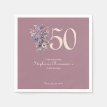 50歳の誕生日お祝いマウブクリームの花柄デザイン女性用