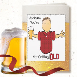50歳の誕生日お祝い男性向けのカートゥーン ビールのイラスト入り 皮肉なユーモア カード