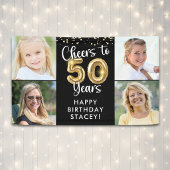 50歳の誕生日お祝い4枚の写真 50年の軌跡を讃えて カラフルなコンフェティ 横断幕