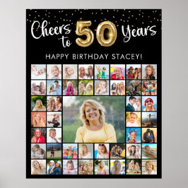 50歳の誕生日お祝い45枚フォトコラージュ Cheers to Years ポスター