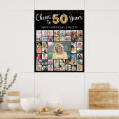 50歳の誕生日お祝い45枚フォトコラージュ Cheers to Years ポスター (キッチン)