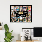 50歳の誕生日お祝い68枚フォトコラージュ Cheers To 50 Years ポスター (ホームオフィス)
