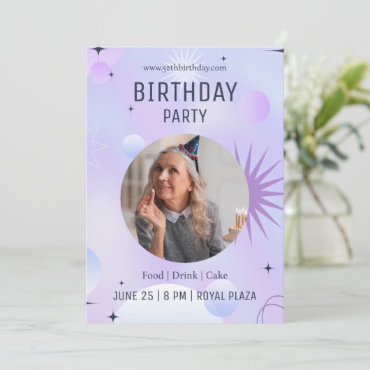 50歳の誕生日お祝い、写真 50歳の誕生日 招待状 (スタンド正面)