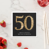 50歳の誕生日お祝い 高級ゴールドラメ スタンダードカクテルナプキン (インサイチュ)