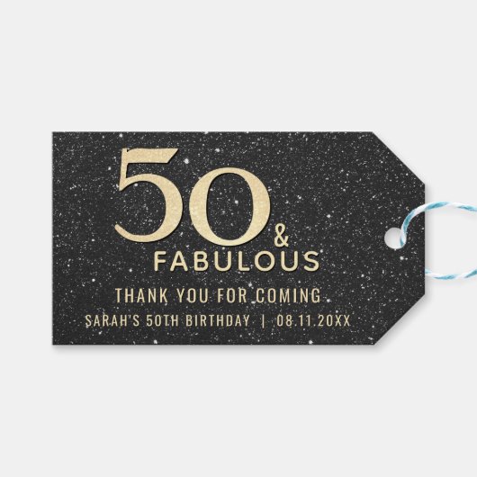 50歳の誕生日お祝い 黒とゴールドのタグ ギフトタグ (正面(横))