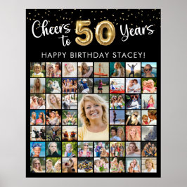50歳の誕生日お祝い 51枚フォトコラージュ おめでとう50年 ポスター