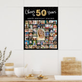 50歳の誕生日お祝い 51枚フォトコラージュ おめでとう50年 ポスター (キッチン)
