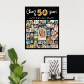 50歳の誕生日お祝い 51枚フォトコラージュ おめでとう50年 ポスター (ホームオフィス)