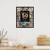 50歳の誕生日お祝い 57枚フォトコラージュ Cheers to 50 Years ポスター (キッチン)