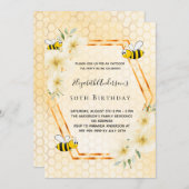 50歳の誕生日お茶会 ハニカム ミツバチ 招待状 (正面/裏面)