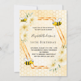 50歳の誕生日お茶会 ハニカム ミツバチ 招待状
