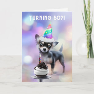 50歳の誕生日かわいい若いPup Chihua Dog カード
