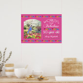 50歳の誕生日で最も素敵な宝石 ピンクのあなたの写真 ポスター (キッチン)