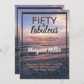 50歳の誕生日におしゃれなビーチサンセットパーティー招待状 招待状 (正面/裏面)