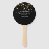 50歳の誕生日におしゃれなブラックゴールドのコンフェッティ ハンドファン (裏面)