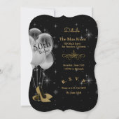 50歳の誕生日におしゃれなブラック＆ゴールド 招待状 (裏面)