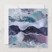 50歳の誕生日におしゃれな海の青とターコイズの瑪瑙デザイン 招待状 (裏面)