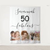50歳の誕生日におしゃれな白い写真コラージュ タペストリー (正面)