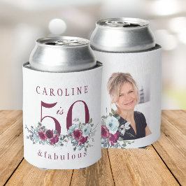 50歳の誕生日におしゃれな花の写真を飾って 缶クーラー