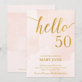 50歳の誕生日におめでとうのブッシュとゴールドの招待状 招待状 (正面/裏面)