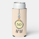 50歳の誕生日にイニシャルを追加任意の年齢イエローオレンジ スリム缶クーラー (Seltzer裏面)