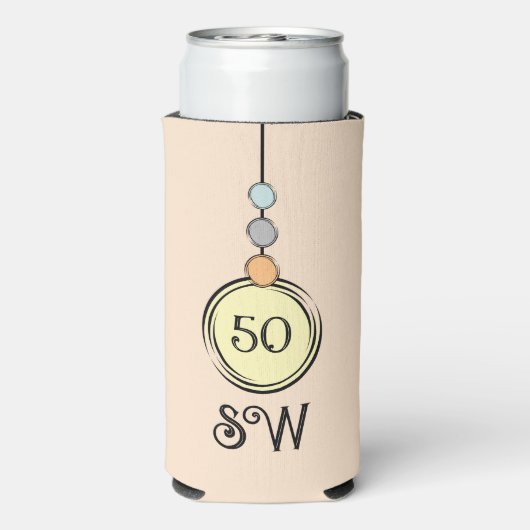 50歳の誕生日にイニシャルを追加任意の年齢イエローオレンジ スリム缶クーラー (Seltzer裏面)