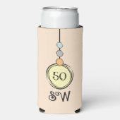 50歳の誕生日にイニシャルを追加任意の年齢イエローオレンジ スリム缶クーラー (Seltzer正面)
