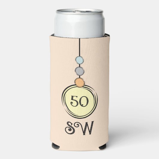 50歳の誕生日にイニシャルを追加任意の年齢イエローオレンジ スリム缶クーラー (Seltzer正面)