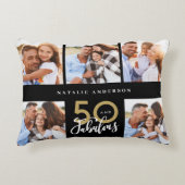 50歳の誕生日に良い金ゴールド·ブラック·フォト·コラージュ·チャックa アクセントクッション (正面)