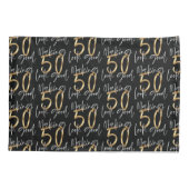 50歳の誕生日に贈パーソナライズされたり物の黒金ゴールド 枕カバー (裏面)